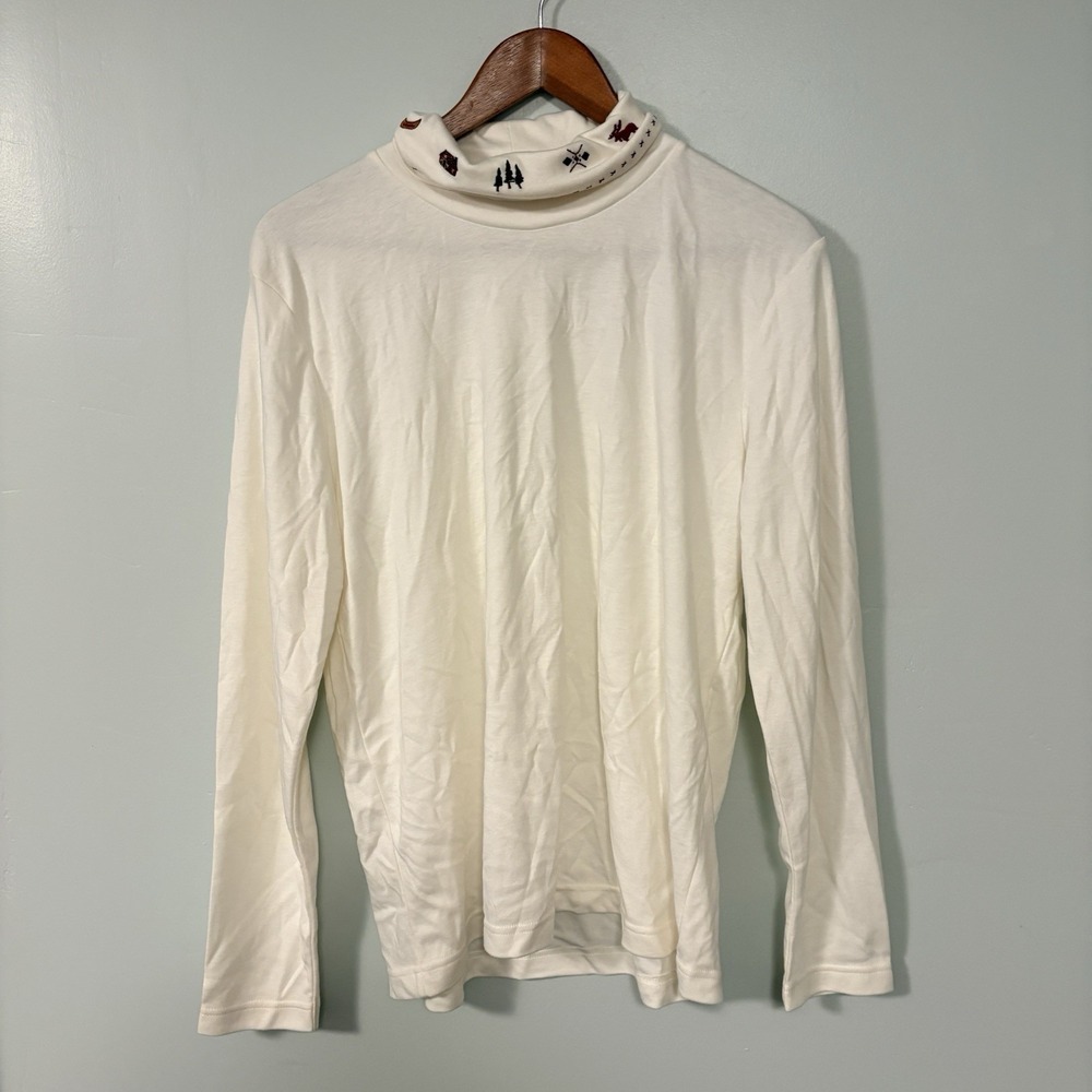 Christopher & Banks Mock Neck Turtleneck Fall Theme Leaves XL Cottagecore